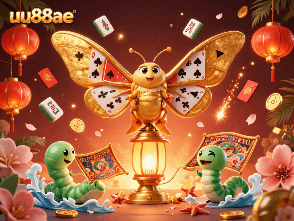 Engage in thrilling casino experiences at uu88ae with glowing lanterns and vibrant game elements.
