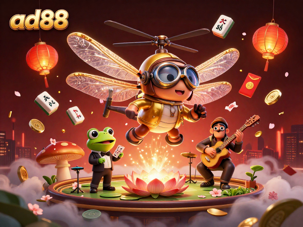 Experience exciting gaming at ad88 with a vibrant 3D casino scene featuring lively characters and dynamic ambiance.