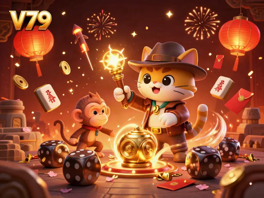 Experience V79's thrilling casino adventure with a cat archaeologist uncovering treasures.