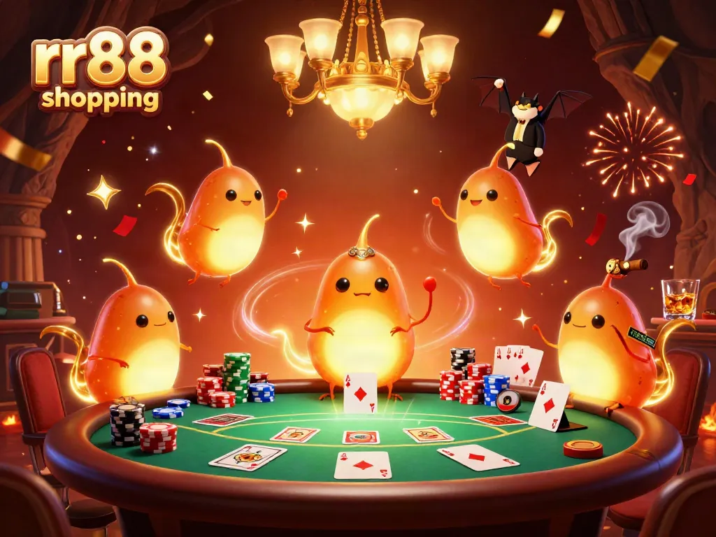 Experience the thrill of rr88 shopping with vibrant glowworms lighting up an exciting cave casino scene.