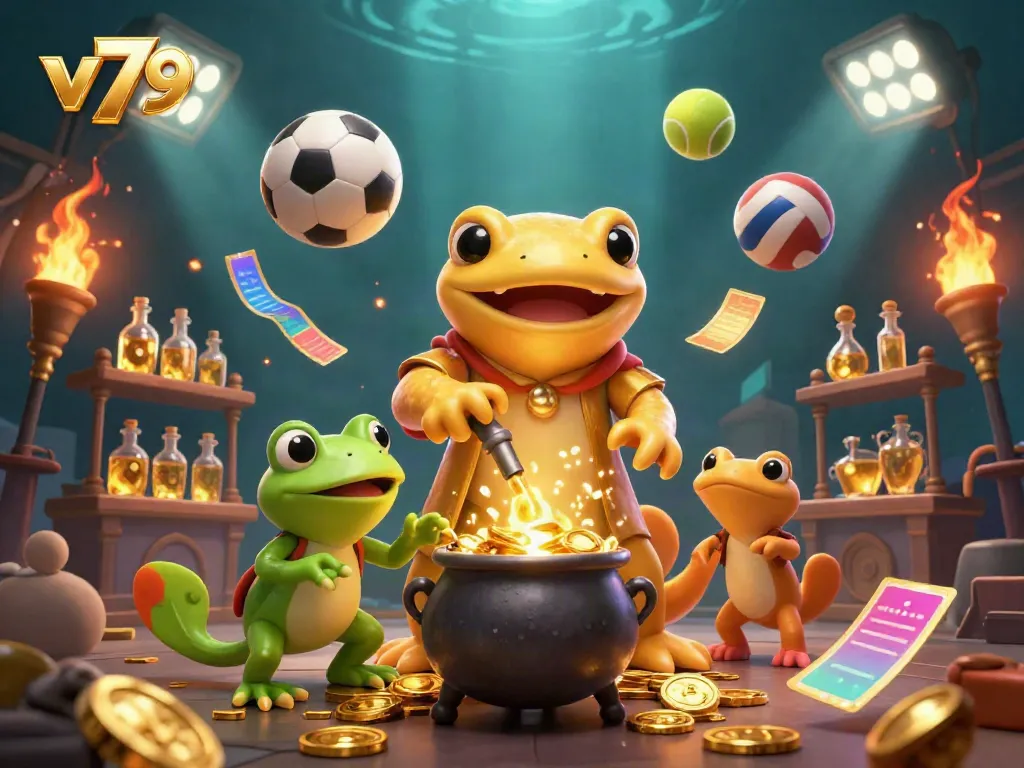 Experience thrilling gameplay at v79 with golden alchemist and vibrant sports elements.