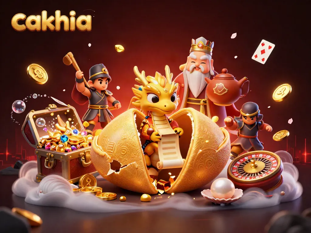 Cakhia enhances the gaming experience with a vibrant scene featuring golden elements and dynamic gambling action.