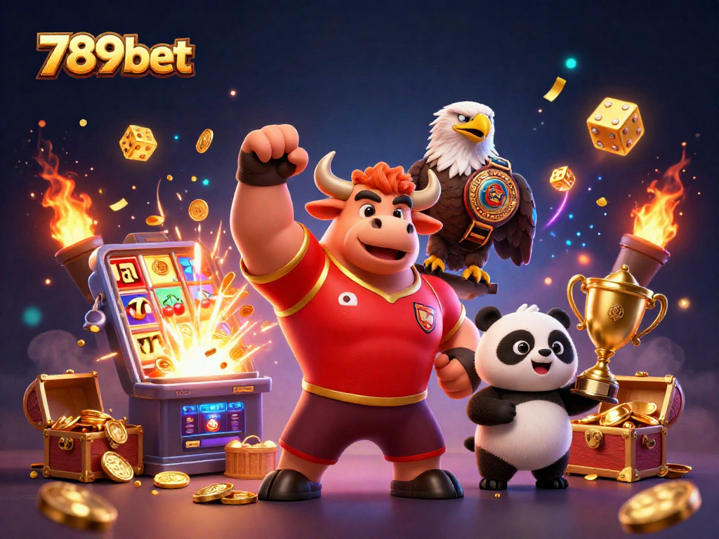 Win big on 789bet with a jackpot explosion from the slot machine and cheerful characters celebrating.