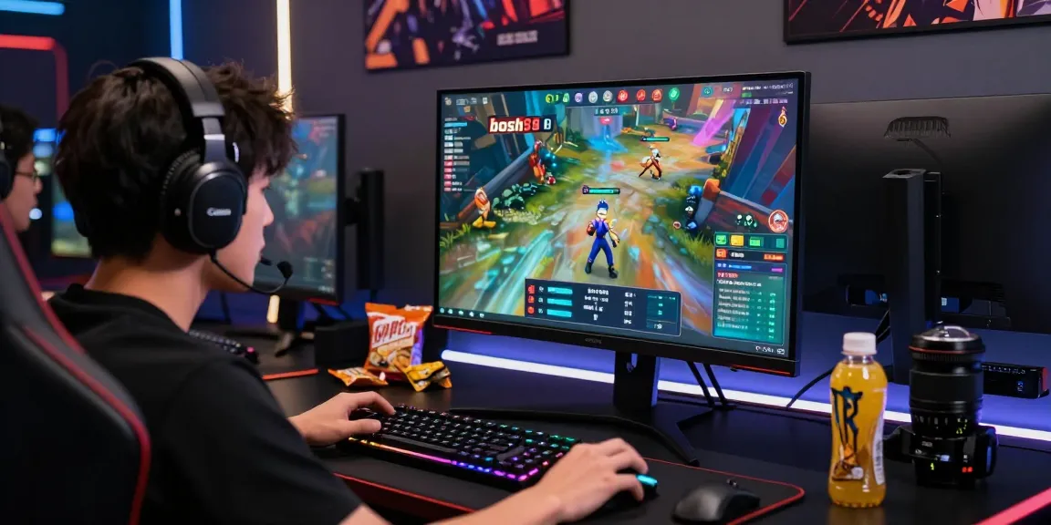 Gamer bersemangat menggunakan platform bos88 dengan fokus pada permainan yang dinamis di layar besar.