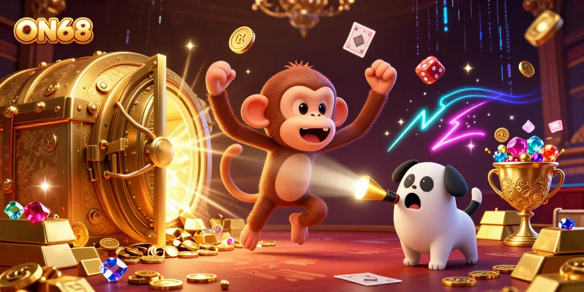 Engage with the magical world of ON68 at a haunted casino with lively characters and golden treasures.