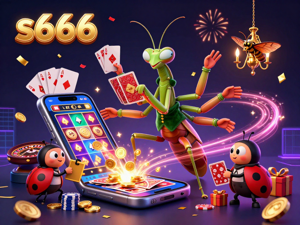Experience exciting gameplay at s666 with a vibrant 3D casino scene featuring a card sharp dealing and interactive gaming elements.