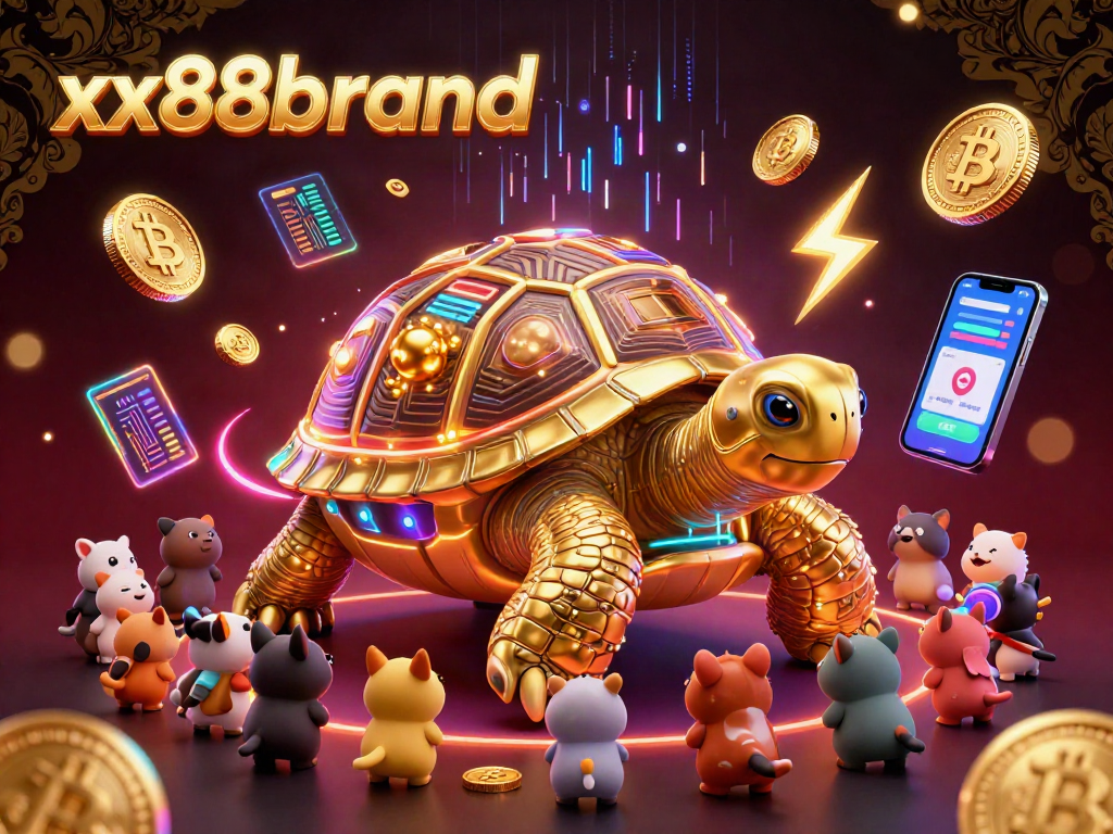 Engaging play at xx88brand casino with vibrant 3D golden tortoise pinball machine and crypto elements.