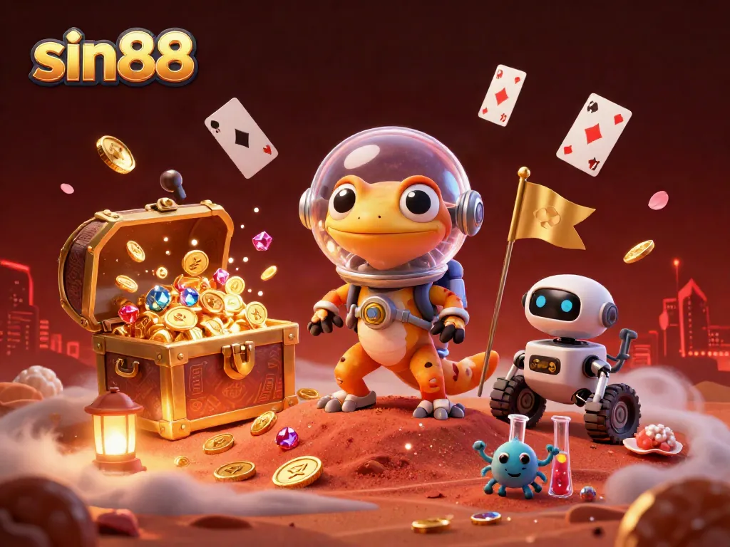 Experience the thrill of sin88 as Martian gecko discovers a golden casino in thrilling 3D!
