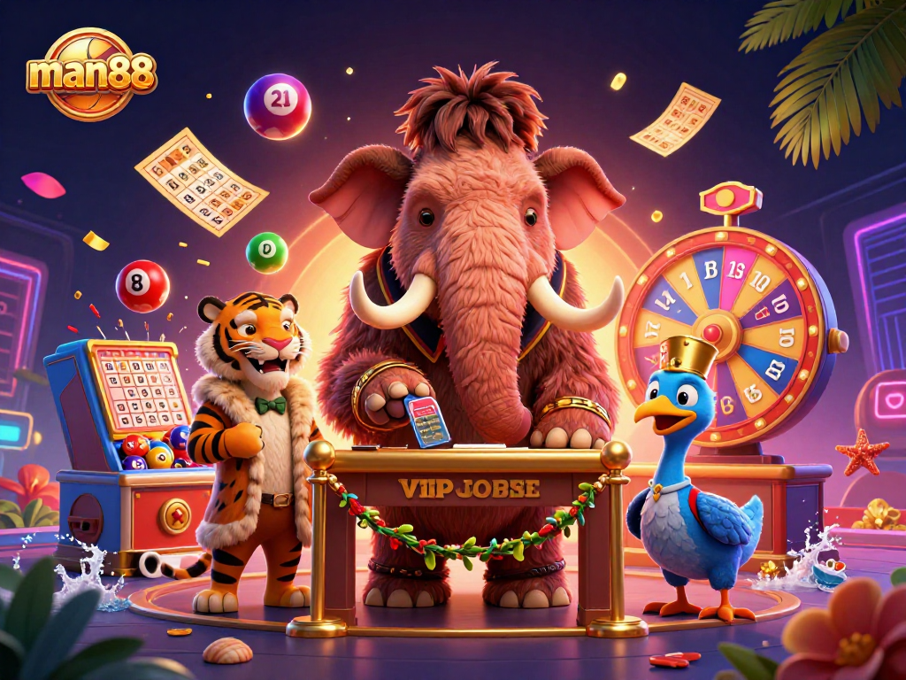 Experience thrilling gaming at man88, where cartoon characters bring lottery fun to life.