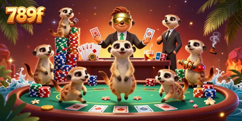 Experience a lively game scene at 789f’s animated casino with meerkats managing the action.