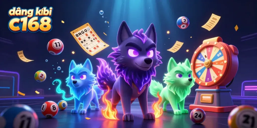 Seize the excitement of đăng ký c168 with a vibrant 3D casino scene featuring ghostly wolves and dynamic lottery elements.