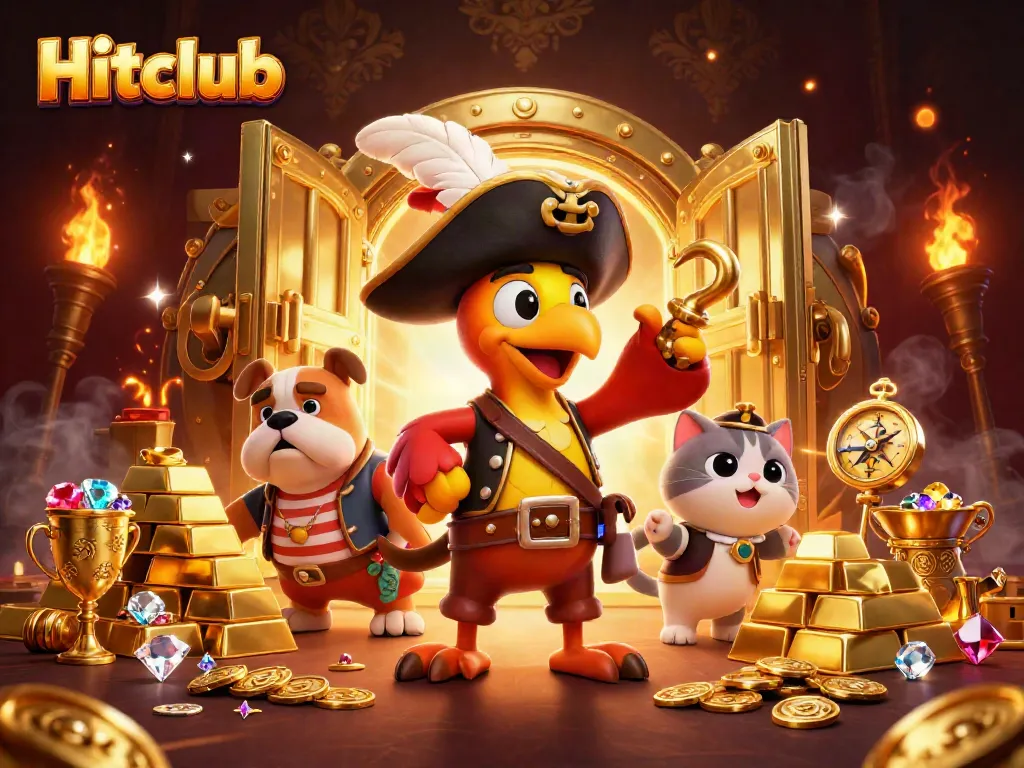 Hitclub showcases thrilling gaming adventures with vibrant treasure and charismatic characters.