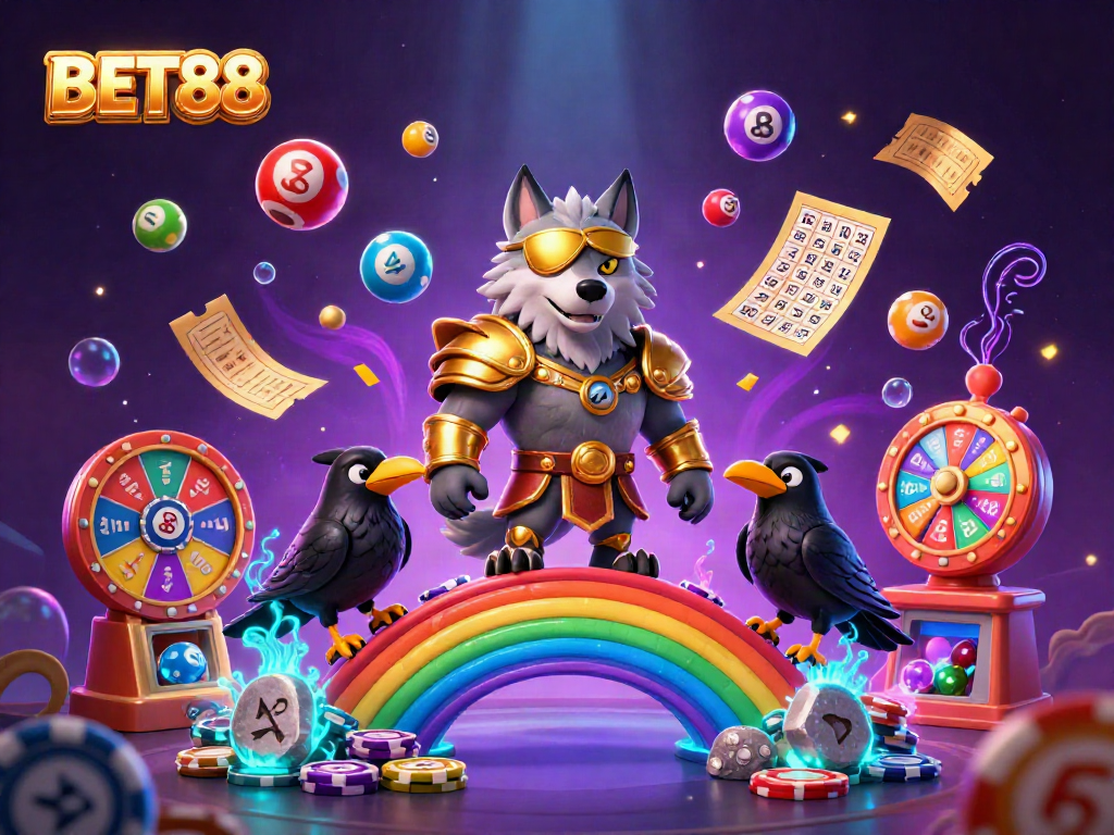 Engage with vibrant game elements in a dazzling BET88 Norse mythology casino scene.