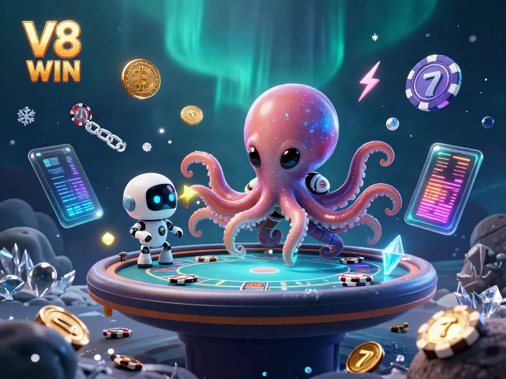 Experience thrilling gameplay at V8 WIN with an alien octopus and crypto elements in stunning detail.
