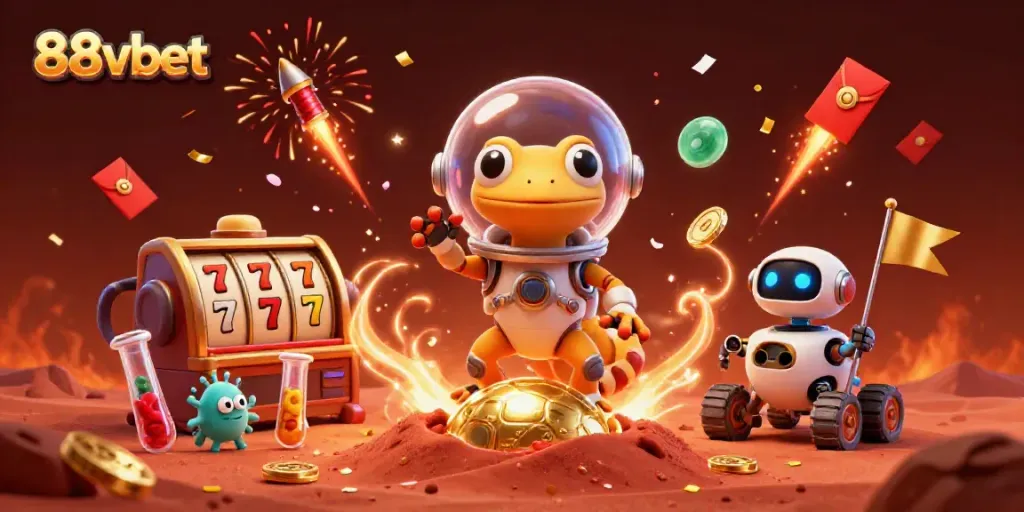 88vbet captivates players as a Martian gecko and robot discover a golden casino.