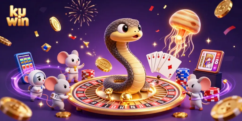 Experience thrilling gameplay at ku win with vibrant cosmic casino elements in a dynamic scene.