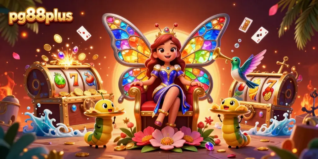 Experience thrilling gameplay with pg88plus in a lavish casino scene featuring vibrant characters and rich gaming elements.