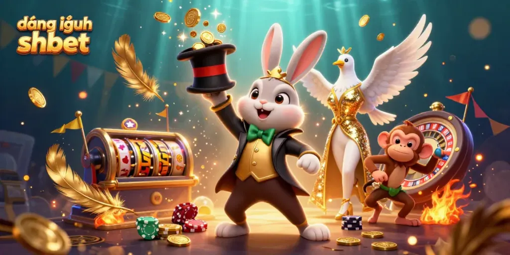 Engage in đăng nhập shbet with an exciting scene featuring a magician rabbit and casino thrill.