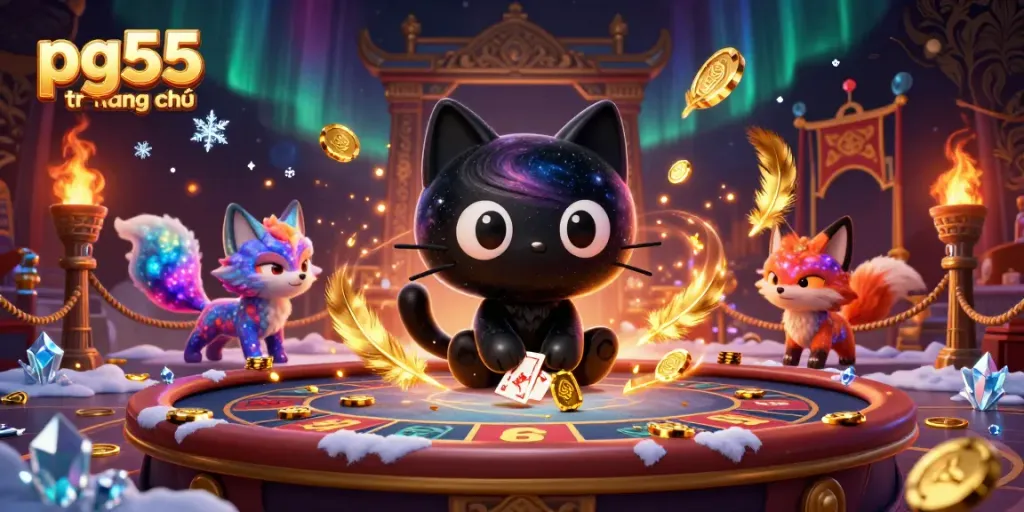 Engage in thrilling gameplay with pg55 trang chủ at this colorful, cosmic casino scene.