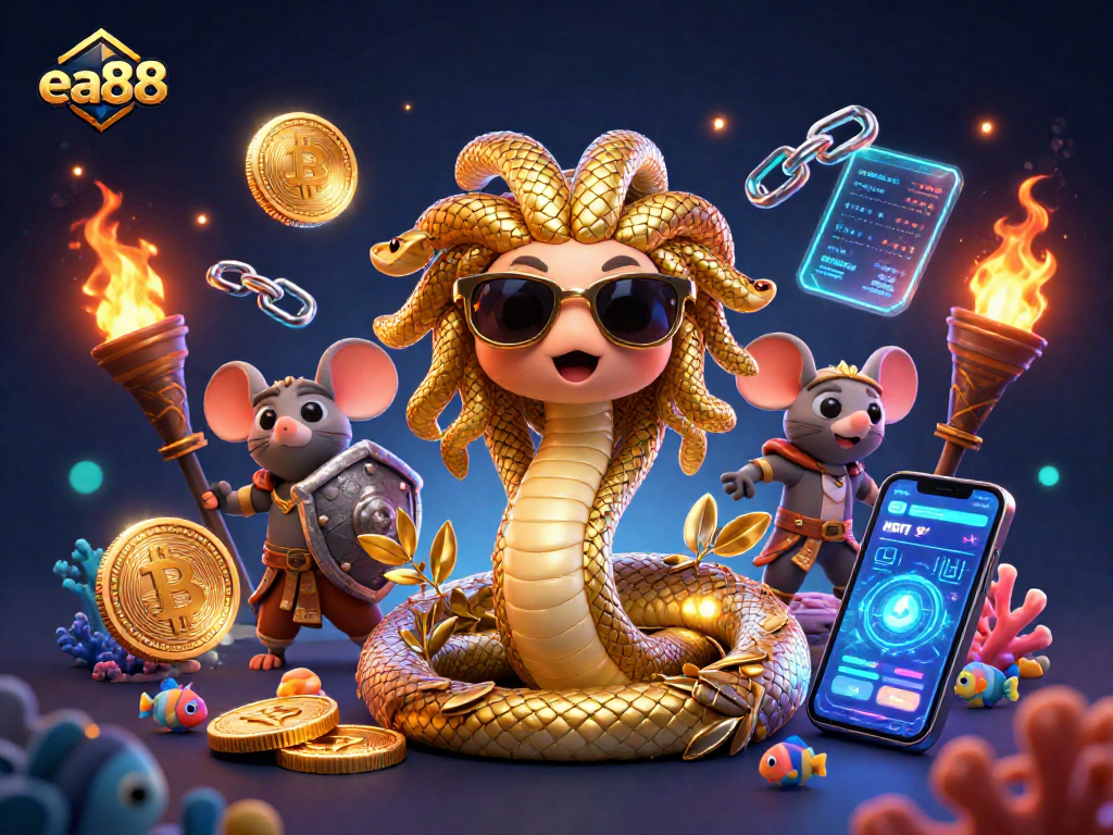 Win big with ea88 in this vibrant casino-themed illustration filled with fun characters and exciting game elements.