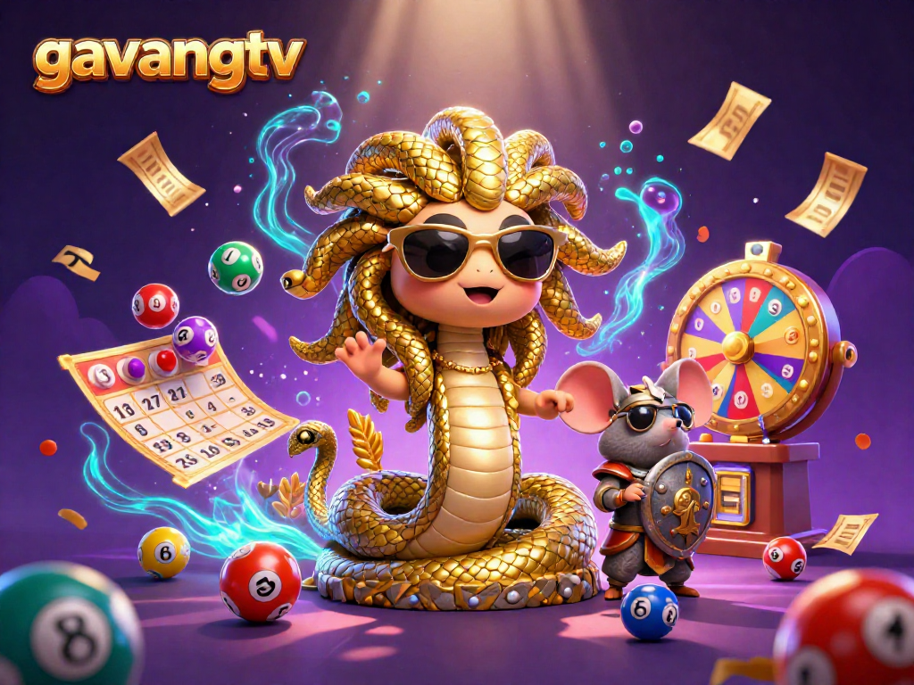 Experience engaging gameplay with gavangtv's dynamic gambling elements in a lively illustrated scene.